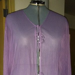 See-through lavender lace sleeve Duster